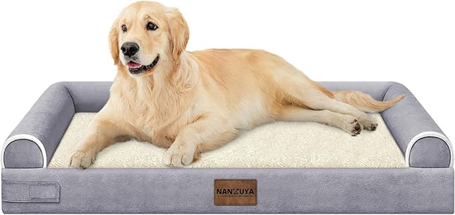 Large Dog Bed Orthopedic Washable: Beds Bolster XL Bed Medium Large Dogs Egg Crate Foam Couch Sofa Waterproof with Removable Cover - Purple