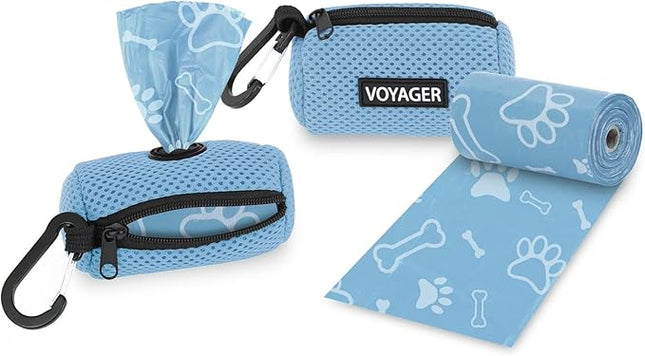 Best Pet Supplies 2-Pack Dog Poop Bag Holder Leash Attachment, Color, Reusable Mesh Dispenser Pouch for Travel, Walking, Park, and Outdoor Use, Soft and Durable with Clip-On - Mesh Baby Blue