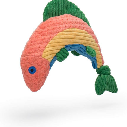 SAGEFINDS Hugglehounds® Trout Knottie® Tuffut Dog Toy | Squeaky Chew Toy | Plush Crinkle Toy | Small, Medium, Large Size Dogs