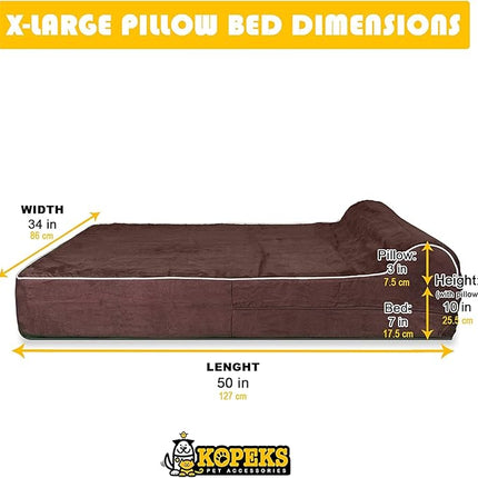 KOPEKS Dog Bed Replacement Cover Memory Foam Beds - Brown - Extra Large (Jumbo Size)