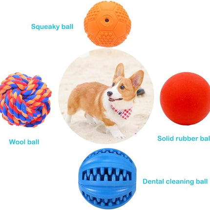 Puppy Balls - Pack with Different Functions & Teething Toys for Small Dogs, Squeaky Dog Balls, Rubber Chew Toys for Enrichment