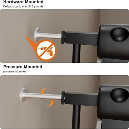 HOOEN 30" Tall Extra Wide Baby Gates for Doorways Stairs 86 to 105 Inch Large Long Pressure Mounted Dog Gates for The House Metal Tension Indoor Child Safety Gates for Kids or Pets