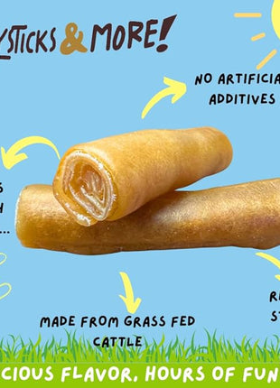 BULLYSTICKS & MORE 6 Inch Beef Collagen Rolls for Dogs (Extra Thick - 4 Count) - Bones for Dogs - Dog Parents Choice - No Hide Beef Cheek Rolls