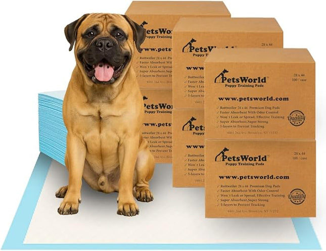 PETSWORLD 2XL Puppy Pads, 28x44 Inch, 600 Count| Ultra-Absorbent, Leak-Proof Dog Pee Pads for Potty Training