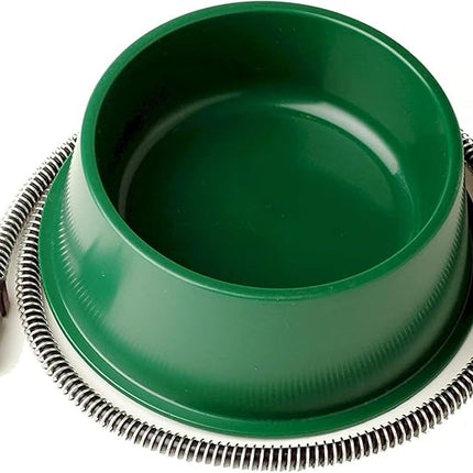 Farm Innovators 1 Quart 25 Watt Powered Heated Electric Water Bowl with Thermostatic Control and Anti Chew Cord Protector for Pets, Green