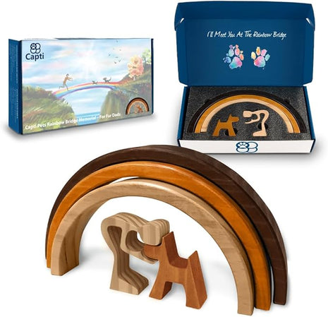 Capti Rainbow Bridge Memorial Gifts - I'll Meet You at The Rainbow Bridge - Pet Loss Keepsakes for Dog Moms & Dads, Bereavement Sympathy Gifts