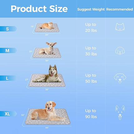 Rywell Cooling Mat for Dogs New Grey Edition, 36''x 27''Endothermic Color Changing Arc-Chill Cooling Fiber,Washable Non-Toxic Summer Pet Outdoor Bed Mat, Non-Slip&Foldable