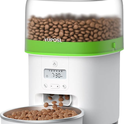 Automatic Cat Feeder - 2L Cat Food Dispenser, Timed Auto Pet Feeder with 180-day Battery Life, 1-6 Meals Per Day, 1-16 Portion, Desiccant Bag Keeps Dry Food Fresh, Also for Small Dogs