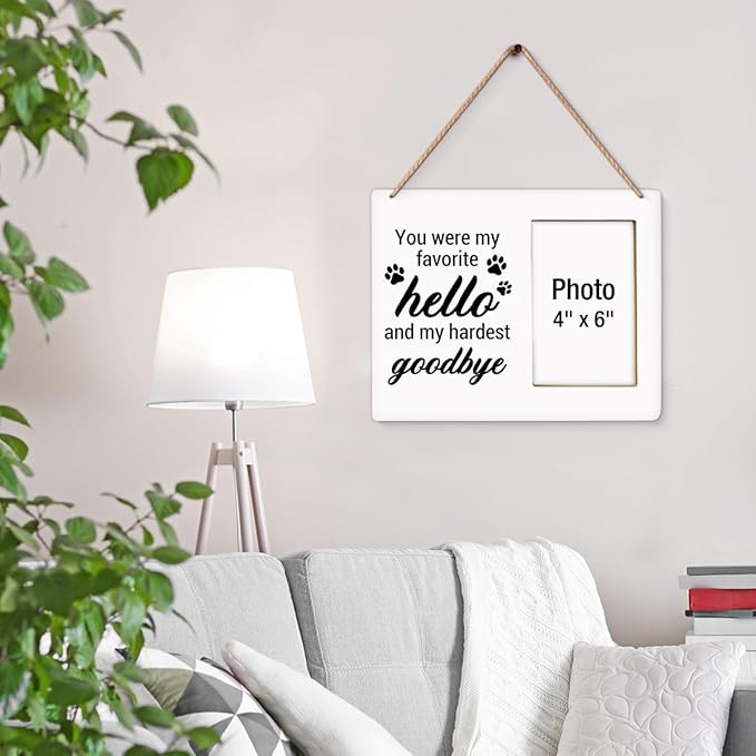 Dog Memorial Gifts for Loss of Dog, Pet Memorial Gift Picture Frame, Sympathy Gifts for Pet Lovers, Cat Passing Away Bereavement Remembrance Wood Photo Frames, 4 x 6 Inch Photo