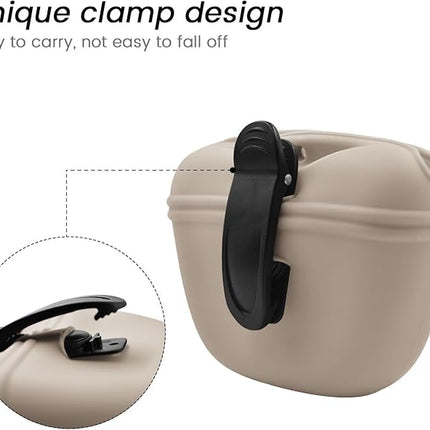 AUDWUD Silicone Dog Treat Pouch,With Dog Training Clicker,Clip on Portable Training Container,Convenient Magnetic Buckle Closing and Upgraded Waist Clip for Enhanced Stability