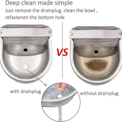 Automatic Water Dispenser for Dog Water Bowl Dispenser Large Size Stainless-Steel Waterer Feeder Self Filling Water Trough for Poultry and Livestock (Stainless Steel, Large)