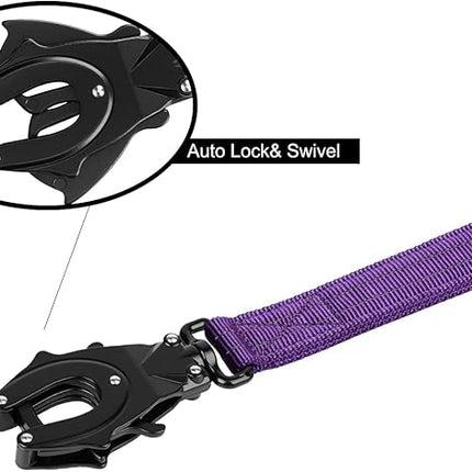ICEFANG Tactical Dog Leash,K9 Training Walking Bungee Lead with 2 Control Handle,Heavy Duty Quick Release Metal Clasp,for Medium Large Breed (Reflective Purple, 6 FT)