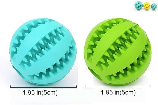 Sunglow 2 Pack Dog Toy Ball，Nontoxic Bite Resistant Teething Toys Balls for Small/Medium/Large Dog and Puppy Cat, Dog Pet Food Treat Feeder Chew Tooth Cleaning Ball Exercise Game IQ Training