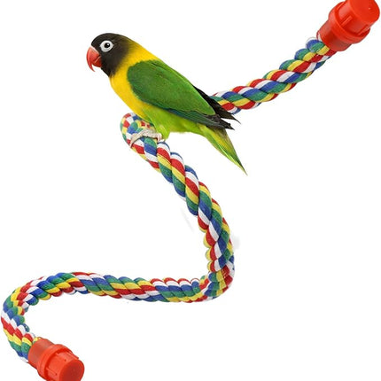 Bird Rope Perches for Parrots, Cockatiels, Parakeets, Budgie Cages Comfy Birds Colorful Rope Toy (31.5inch Plastic nut)