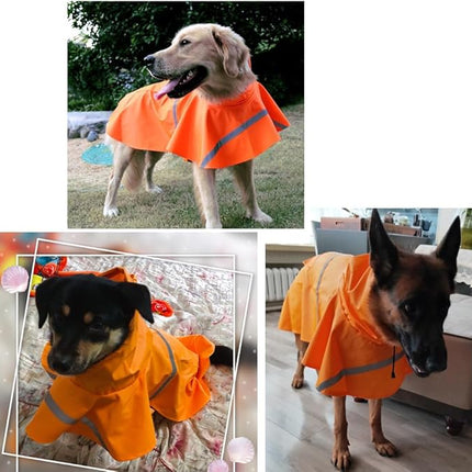 HAPEE Dog Raincoats with Reflective Strip Hoodie,Poncho Jacket for Large Dogs fit Golden Retriever Doodle (B2-Orange, 20B (30-55 lbs))