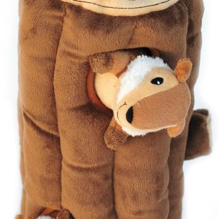 ZippyPaws Burrow- Interactive Dog & Puppy Toys for Boredom, Stimulating Pet Products to Keep them Busy, Hide & Seek Plush Dog Puzzles, Squeaky Toy for Enrichment, For Small & Medium Dogs- Chipmunk Log