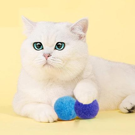 PET SHOW 20Pcs 1.5"/3.8cm Cat Toy Balls Bulk Soft Kitten Pompon Toys Indoor Cats Interactive Playing Quiet Ball Cats Favorite Toy Assorted 10 Colors