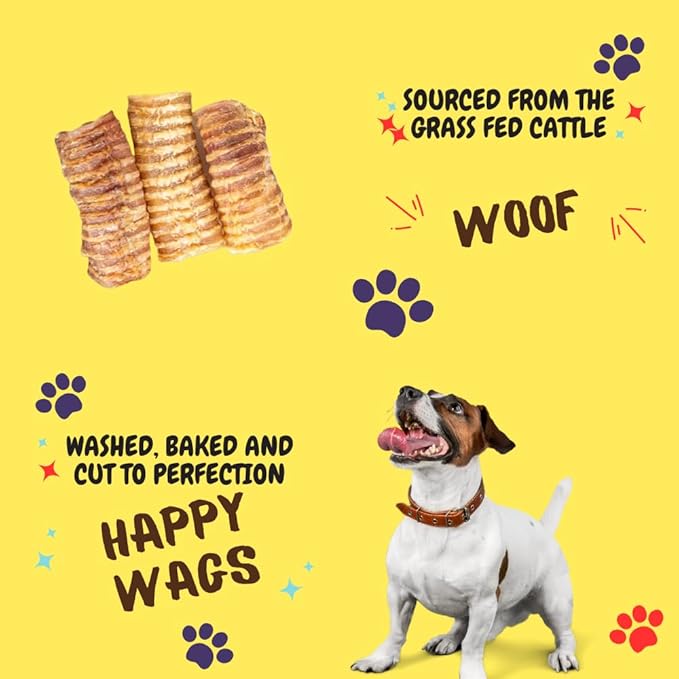 Woofley's Beef Trachea - 3-4 Inch - 50 Pack - Trachea Treats for Dogs - Natural Source of Glucosamine and Chondrotin for Joint Health - 100% Natural Beef Windpipe for Dogs