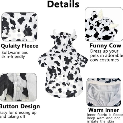 FLAdorepet Halloween Dog Cow Costume Outfits for Small Medium Large Dog Winter Fleece Puppy Jacket Coat Hoodie Funny Dog Clothes Golden Retriever (5XL, White)