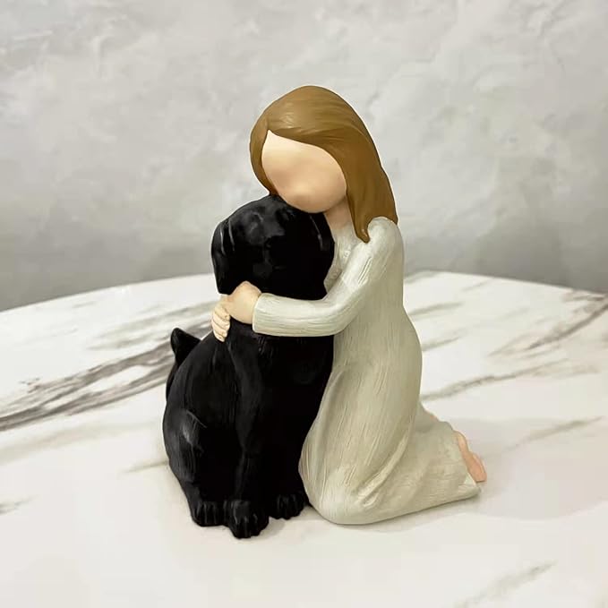 Bingo Castle Black Dog Angel Figurines, Angel Dog Friendship Memorials for Dog Lovers