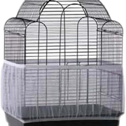 Bird Cage Seed Catcher Seeds Guard Parrot Nylon Mesh Net Cover Stretchy Shell Skirt Traps Cage Basket Soft Airy (White)