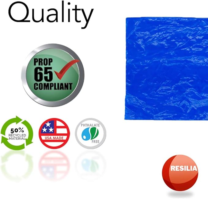 Resilia Commercial Grade Dog Poop Bags - Heavy Duty Pet Waste Removal Bag For Dogs, Cats, and Other Animals, Unscented, Blue, 8.5" W x 14" L, 1 Mil, 0.001 Inch, 800 bags, 4 Rolls of 200 Bags