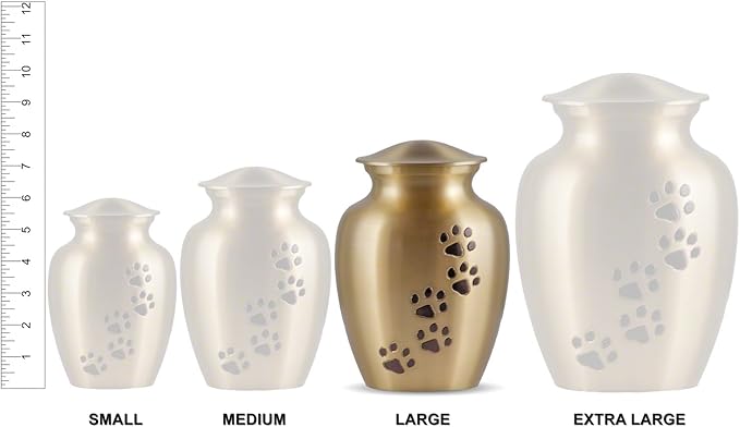 Ottillie Paws Elite Series Personalized Pet Urn for Dogs and Cats - Pet Memorial Urns with Custom Engraving (Pewter, Vertical, Brass, Large)