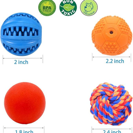 Puppy Balls - Pack with Different Functions & Teething Toys for Small Dogs, Squeaky Dog Balls, Rubber Chew Toys for Enrichment