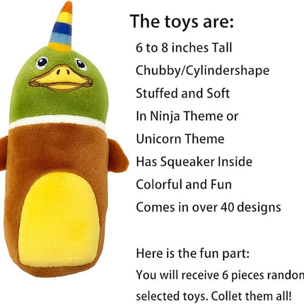 Jalousie 5 Pack Tough Plush Animal Dog Toys Assortment Value Bundle Dog Squeaky Toys Assortment Puppy Pet Mutt Dogs Toy Squeak Toy for Snall Medium Large Breeds (6 Pack Surprise Mix)