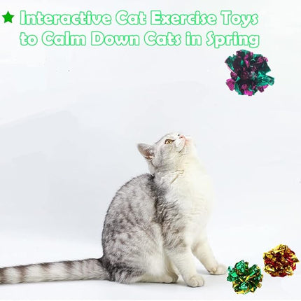 Mylar Crinkle Balls Cat Toys Interactive Crinkle Cat Toy Balls Independent Pet Kitten Cat Toys for Fat Cats Kittens Exercise, Soft and 2.36 to 2.5-Inch (24 Pack)