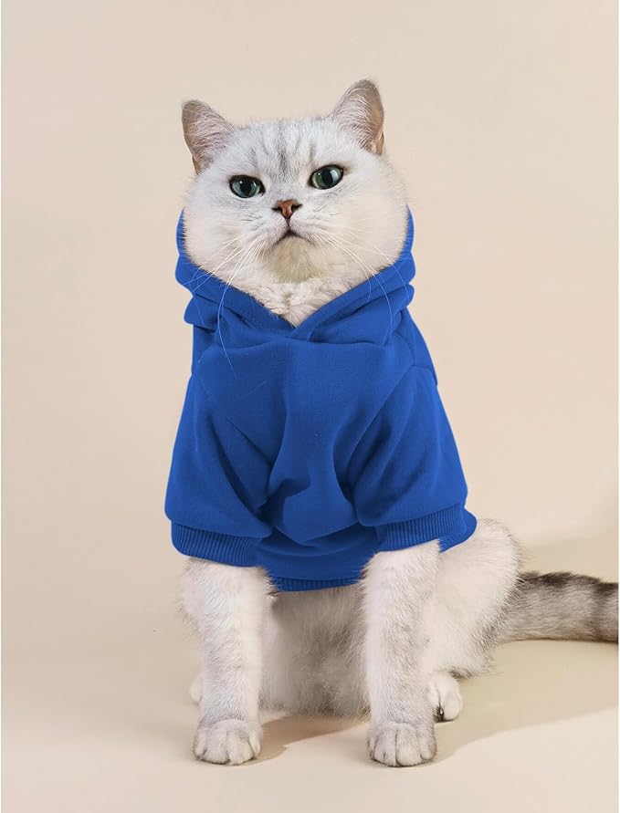 Cat Hoodies for Cats Puppy Pet Clothes Cat Apparel Little Miss Attitude Print Dog Hoodie for Small Medium Dogs Outfits for Kittens(Royal Blue,S)