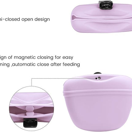 AUDWUD Silicone Dog Treat Pouch,With Dog Training Clicker,Clip on Portable Training Container,Convenient Magnetic Buckle Closing and Upgraded Waist Clip for Enhanced Stability