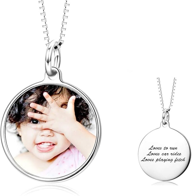 LONAGO Full Color Photo Picture Personalized Necklace Custom Etched Dog Tag Image Pendant with Message Name