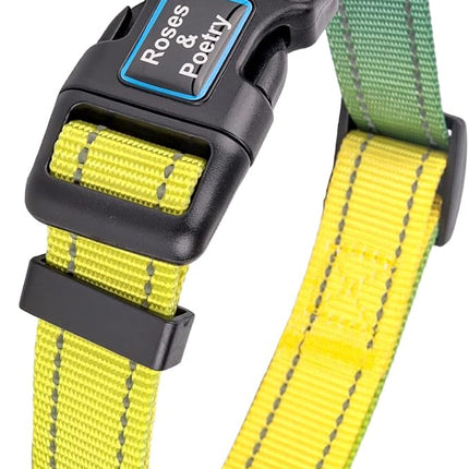 Roses&Poetry XS Dog Collar with Gradient Amber, Yellow Reflective Dog Collar Adjustable XSmall Puppy Collars Tiny for Small Medium Large Dogs (Amber-XS)