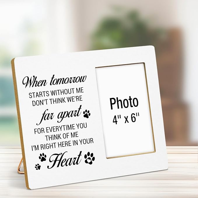 Pet Memorial Gifts for Loss of Dog Picture Frame, Sympathy Gifts for Pet Lovers, Passing Away Bereavement Remembrance Memorial Gift for Loss of Dog Pet Cat Wood Photo Frames, 4 x 6 Inch Photo