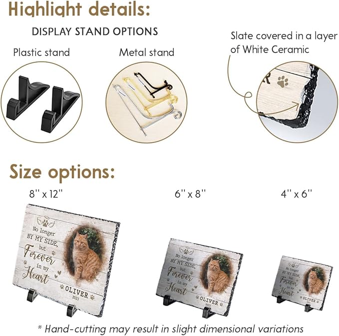 Personalized Rectangle-Shaped Memorial Rock with Cat Paw Prints - Ideal for Pet Lovers Mourning Their Loss - Emotional Remembrance Gift & Dog Lover Gifts for Women