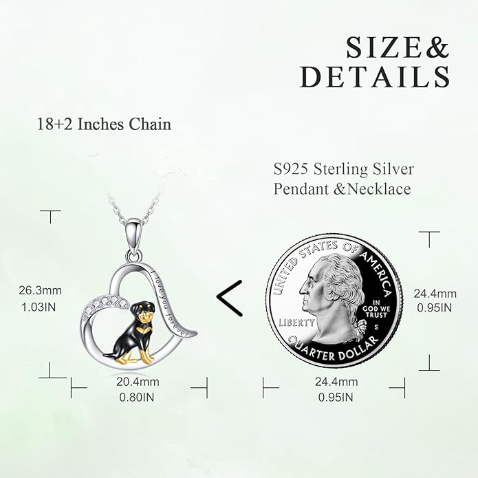 VONALA French Bulldog Guinea Pig Fox Sloth Necklace 925 Sterling Silver Cute Animal Heart Pendant Jewelry Gifts for Women