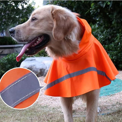 HAPEE Dog Raincoats with Reflective Strip Hoodie,Poncho Jacket for Large Dogs fit Golden Retriever Doodle (B2-Orange, 20B (30-55 lbs))