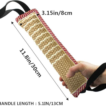 Dog Tug Toy, Dog Bite Jute Pillow Pull Toy with 2 Strong Handles, Perfect for Tug of War, Puppy Training Interactive Play, Bite Training Toys for Medium to Large Dogs (Pink Yellow)