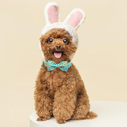 Easter Dog Collar with Bow Tie - Adjustable Easter Carrot Dog Collar Designer Bowtie Collar Metal Buckle Puppy Collars for Small Medium Large Dogs S