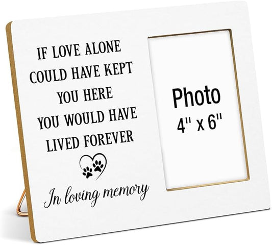 Dog Memorial Picture Frame, Pet Memorial Gifts for Loss of Dogs, Sympathy Gift for Dog, Cat Passed Away Bereavement Remembrance Wood Photo Frames, 4 x 6 Inch Photo
