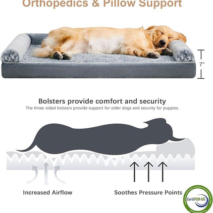 BFPETHOME Dog Beds for Large Dogs, Orthopedic Dog Bed for Medium Large Dogs,Big Waterproof Couch Pet Bed with Removable Washable Cover