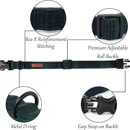 Lionet Paws Gird Dog Collar with Plastic Buckle, Cotton Fall Winter Bowtie Collar, Light Adjustable Collars for Small Medium Large Dogs