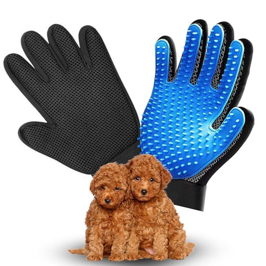 [Pair of 2] Pet Grooming Gloves for Dogs & Cats – Efficient Deshedding Brush Mitts for Both Hands – Gentle Dog & Cat Hair Remover for Shedding, Bathing & Grooming
