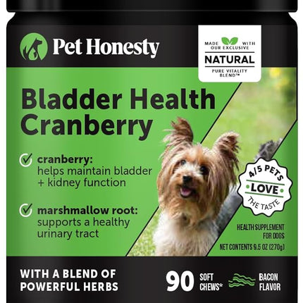 Cranberry Bladder Health for Dogs – Contains Active Ingredients - Cranberry & D-Mannose to Help Support Dog Urinary Tract Health, Dog Bladder Support, & Kidney Support for Dogs (Bacon)