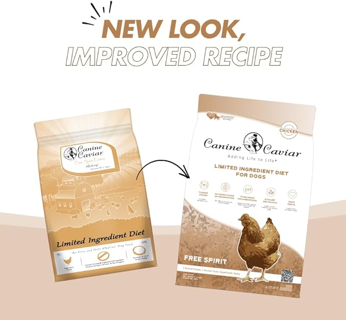 Canine Caviar - Free Spirit: Chicken & Pearl Millet Alkaline Dry Dog Food, Limited Ingredients, Gluten-Free, Based on Science & Research, Veterinary Alternative Diet (11 Pound Bag)