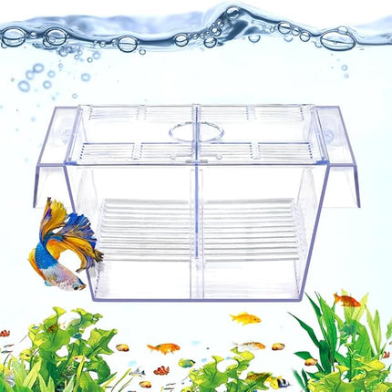 Fish Breeding Box Aquarium Holding Tank Transparent Fish Isolation Box Acclimation Hatchery Incubator Breeder for Betta Shrimp Clownfish Guppy