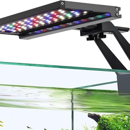 hygger Clip On Full Spectrum Aquarium LED Light, 14W Day-Night Dual Timer Sunrise-Day-Sunset-Moon Fish Tank Light, Adjustable Timer Brightness with 9 Colors for Planted Tank
