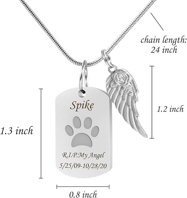 Farfume Personalized Pet Urn Necklace for Dog Cat Ashes Cremation Pet Memorial Customized Photo Text Engraving Pendant Keepsake Funeral Jewelry