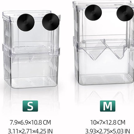 Boxtech Aquarium Fish Tank Hatchery Incubator Breeding Box, Acrylic White Breeder Isolation Divider Hatching Boxes Accessory Small Baby Fishes Shrimp Clownfish Guppy